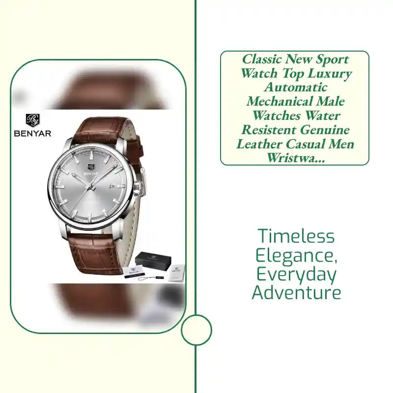 Classic New Sport Watch Top Luxury Automatic Mechanical Male Watches Water Resistent Genuine Leather Casual Men Wristwatch by@Outfy