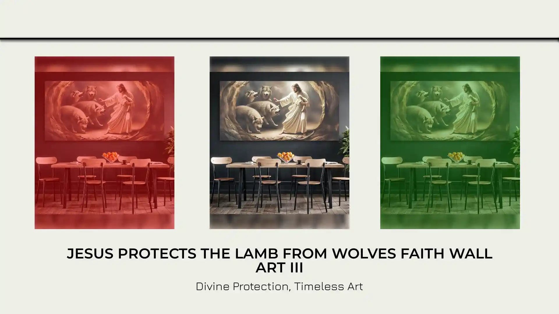 Jesus Protects The Lamb From Wolves Faith Wall Art III by@Outfy