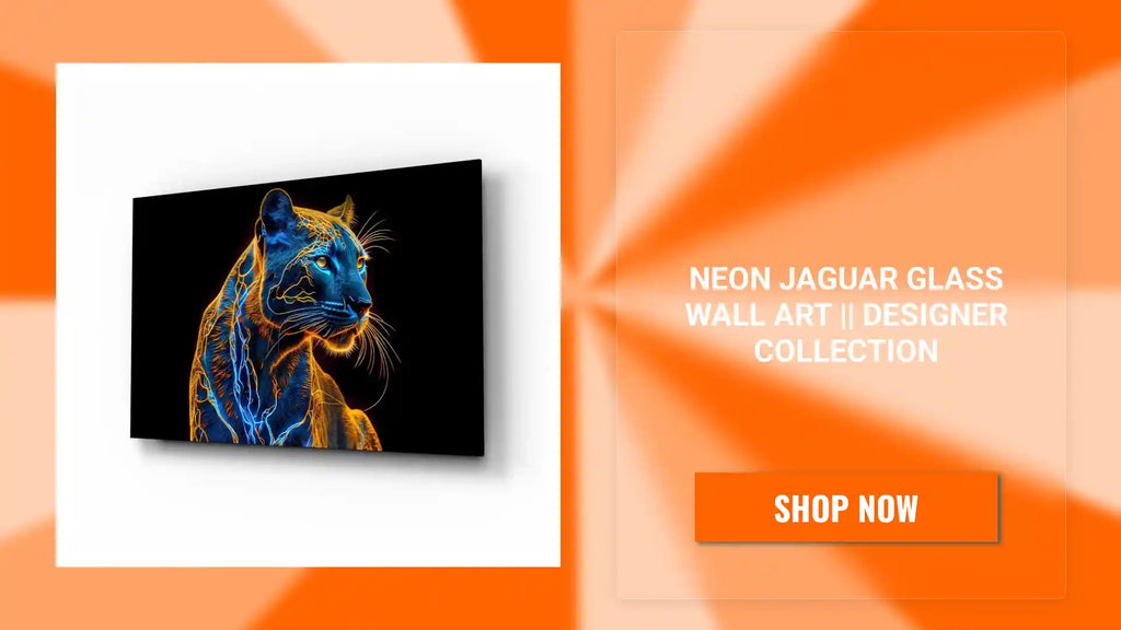 Neon Jaguar Glass Wall Art || Designer Collection by@Outfy