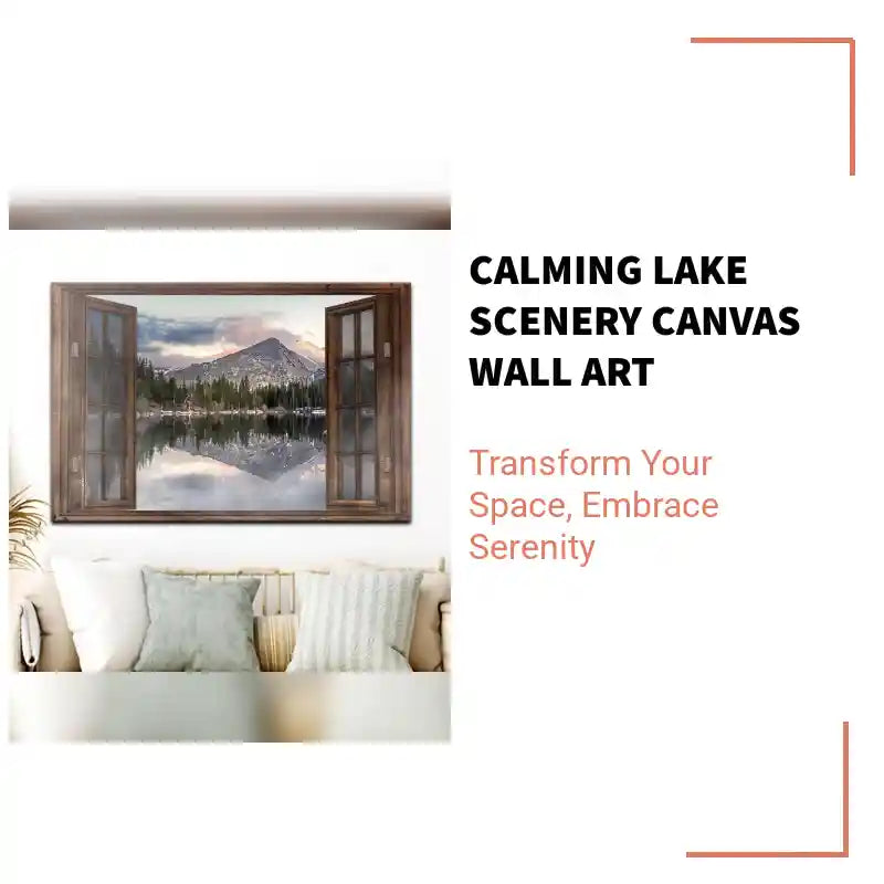 Calming Lake Scenery Canvas Wall Art by@Outfy