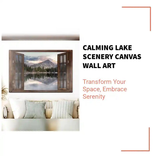 Calming Lake Scenery Canvas Wall Art by@Outfy