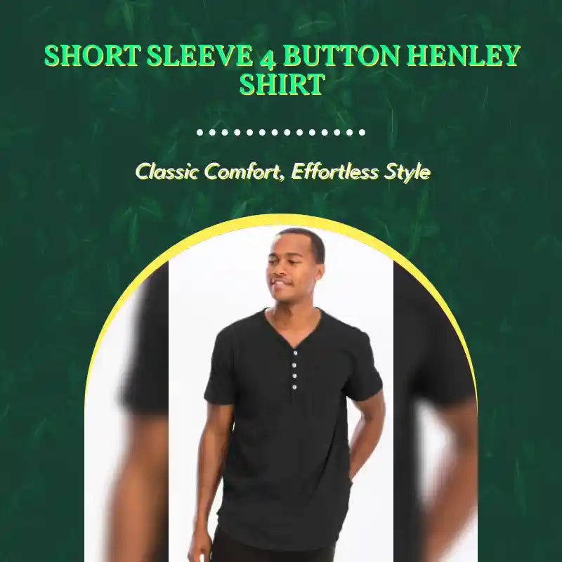 Short Sleeve 4 Button Henley Shirt by@Outfy