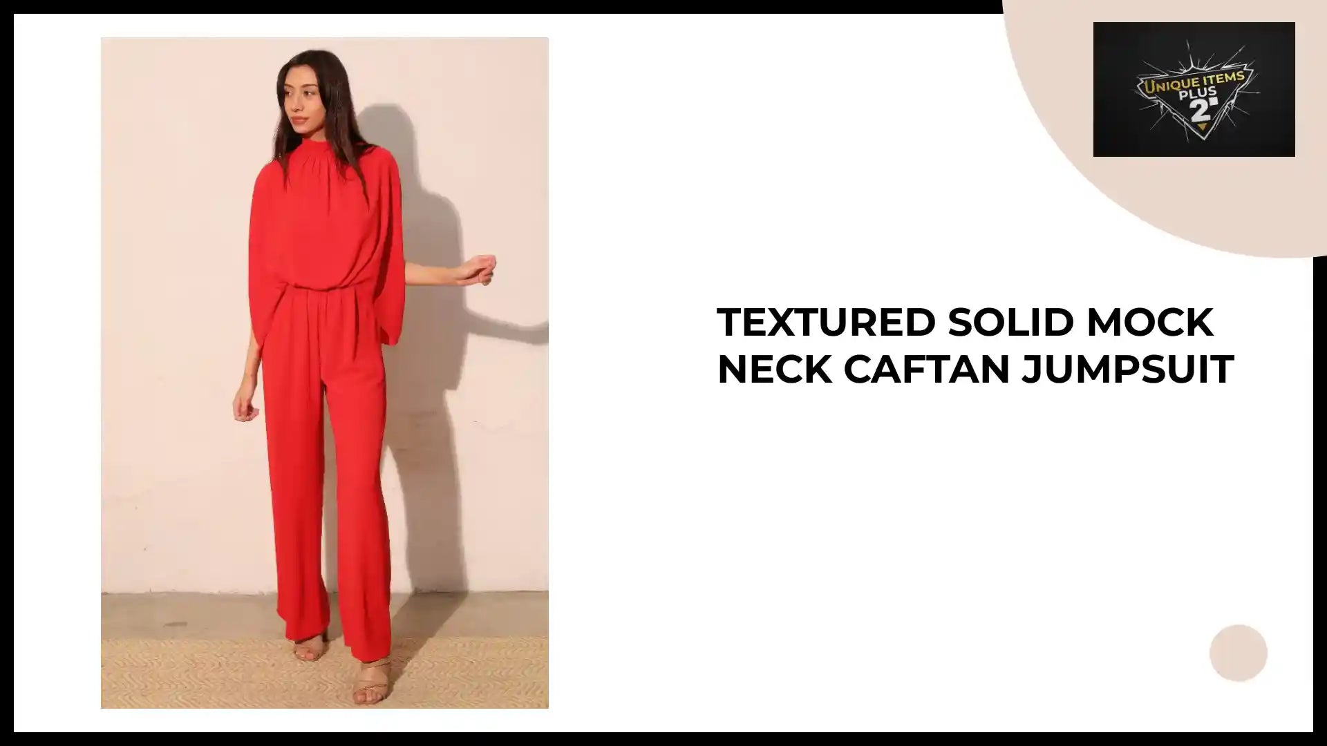 Textured Solid Mock Neck Caftan Jumpsuit by@Outfy