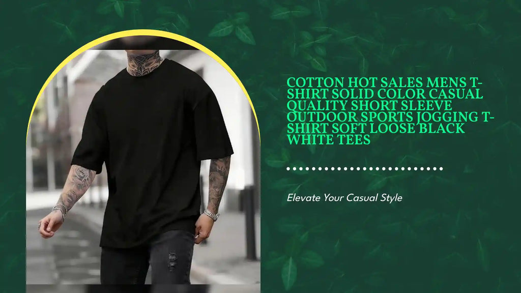 Cotton Hot Sales Mens T-shirt Solid Color Casual Quality Short Sleeve Outdoor Sports Jogging T-shirt Soft Loose Black White Tees by@Outfy