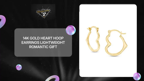 14K Gold Heart Hoop Earrings Lightweight Romantic Gift by@Outfy
