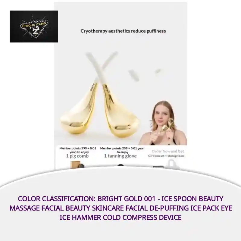 Color Classification: Bright Gold 001 - Ice Spoon Beauty Massage Facial Beauty Skincare Facial De-puffing Ice Pack Eye Ice Hammer Cold Compress Device by@Outfy
