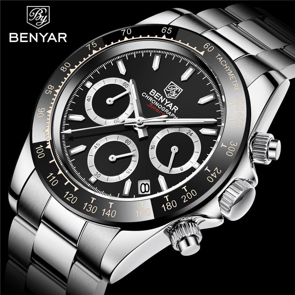 Luxury Men Watches Scratch Resistant Full Stainless Steel Strap Waterproof Sport Quartz Watch Men Fashion Date Clock Chronograph Stevvex