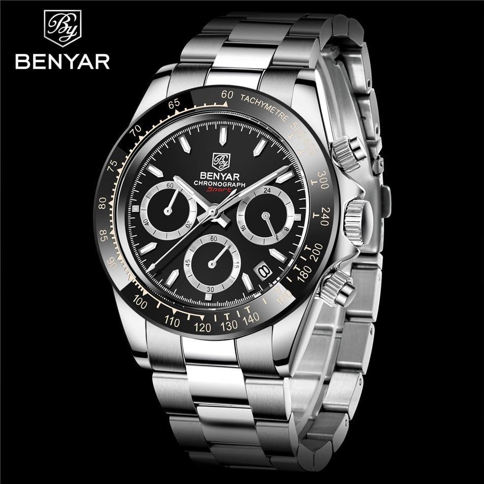 Luxury Men Watches Scratch Resistant Full Stainless Steel Strap Waterproof Sport Quartz Watch Men Fashion Date Clock Chronograph Stevvex