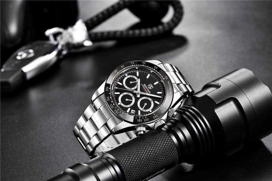 Luxury Men Watches Scratch Resistant Full Stainless Steel Strap Waterproof Sport Quartz Watch Men Fashion Date Clock Chronograph Stevvex