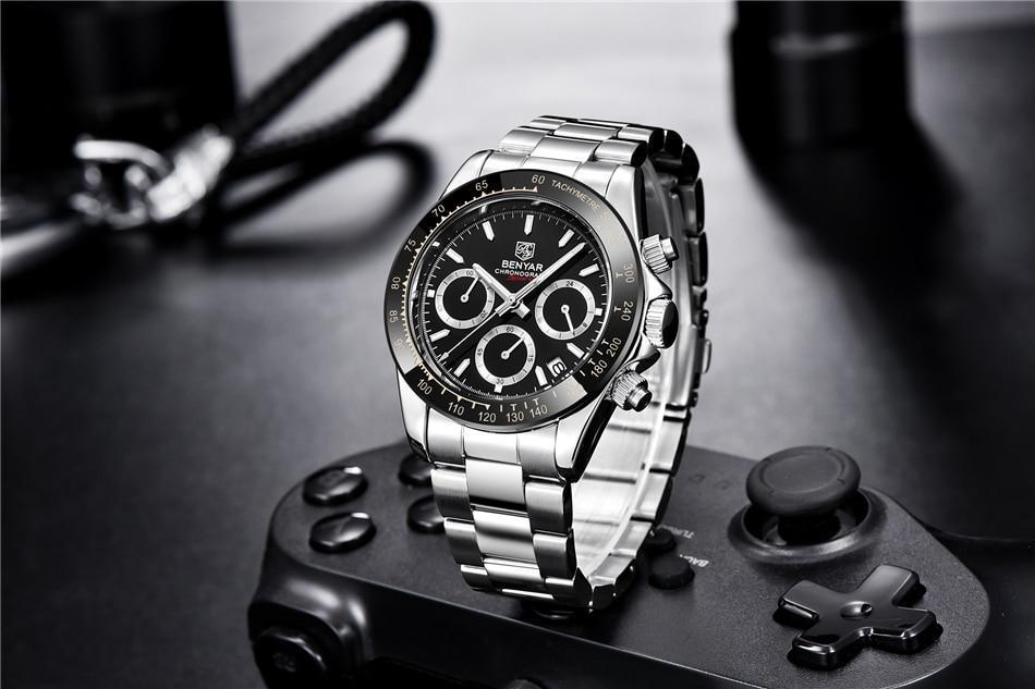 Luxury Men Watches Scratch Resistant Full Stainless Steel Strap Waterproof Sport Quartz Watch Men Fashion Date Clock Chronograph Stevvex