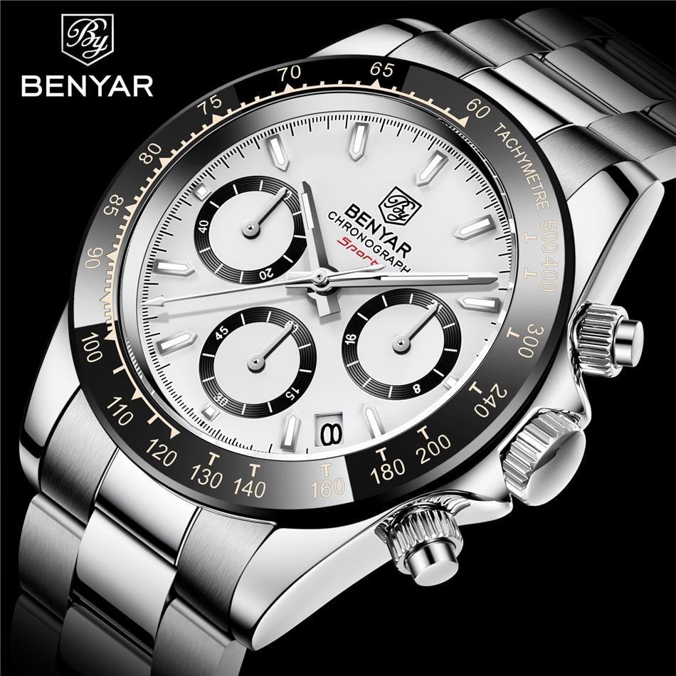 Luxury Men Watches Scratch Resistant Full Stainless Steel Strap Waterproof Sport Quartz Watch Men Fashion Date Clock Chronograph Stevvex