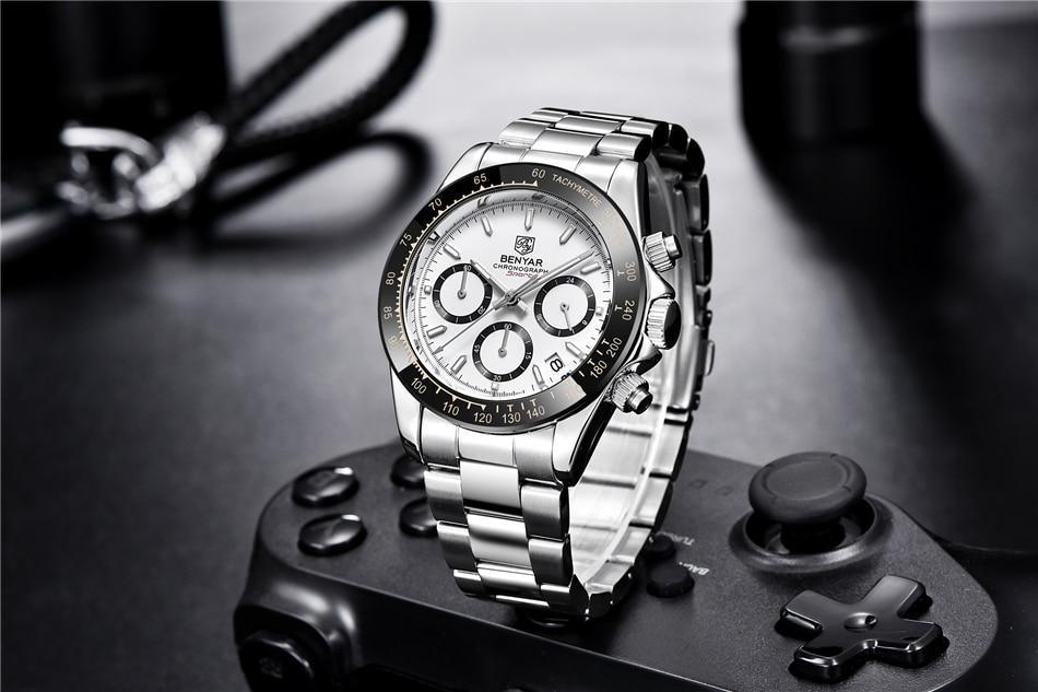 Luxury Men Watches Scratch Resistant Full Stainless Steel Strap Waterproof Sport Quartz Watch Men Fashion Date Clock Chronograph Stevvex