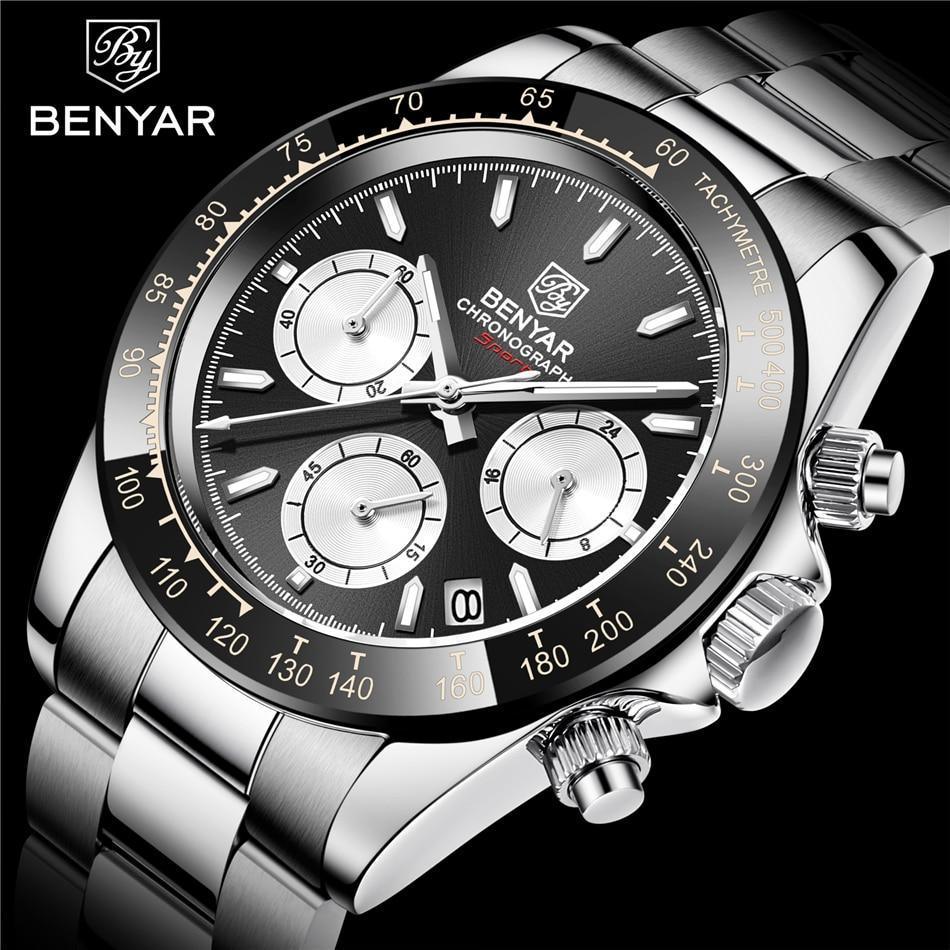 Luxury Men Watches Scratch Resistant Full Stainless Steel Strap Waterproof Sport Quartz Watch Men Fashion Date Clock Chronograph Stevvex