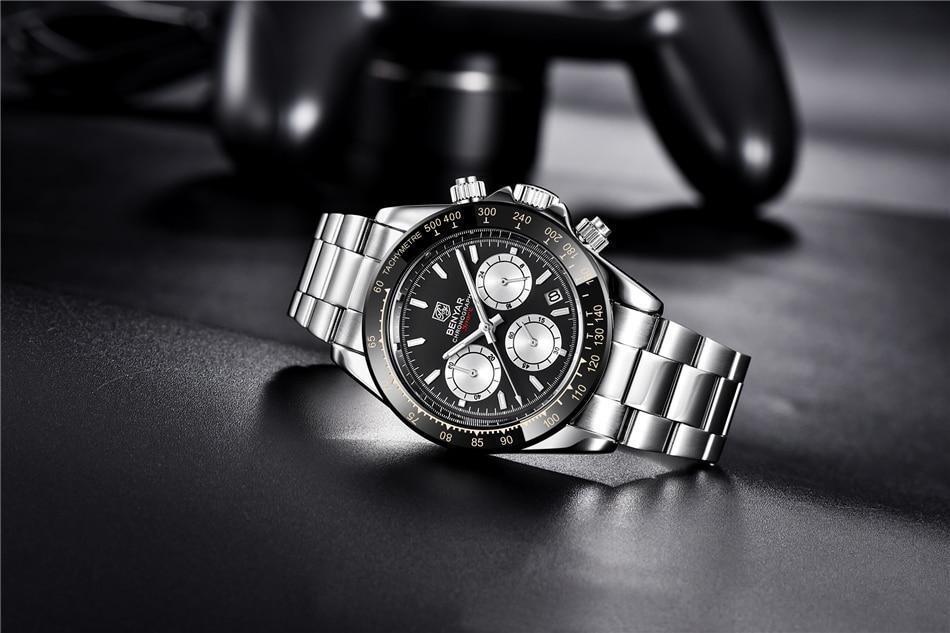 Luxury Men Watches Scratch Resistant Full Stainless Steel Strap Waterproof Sport Quartz Watch Men Fashion Date Clock Chronograph Stevvex