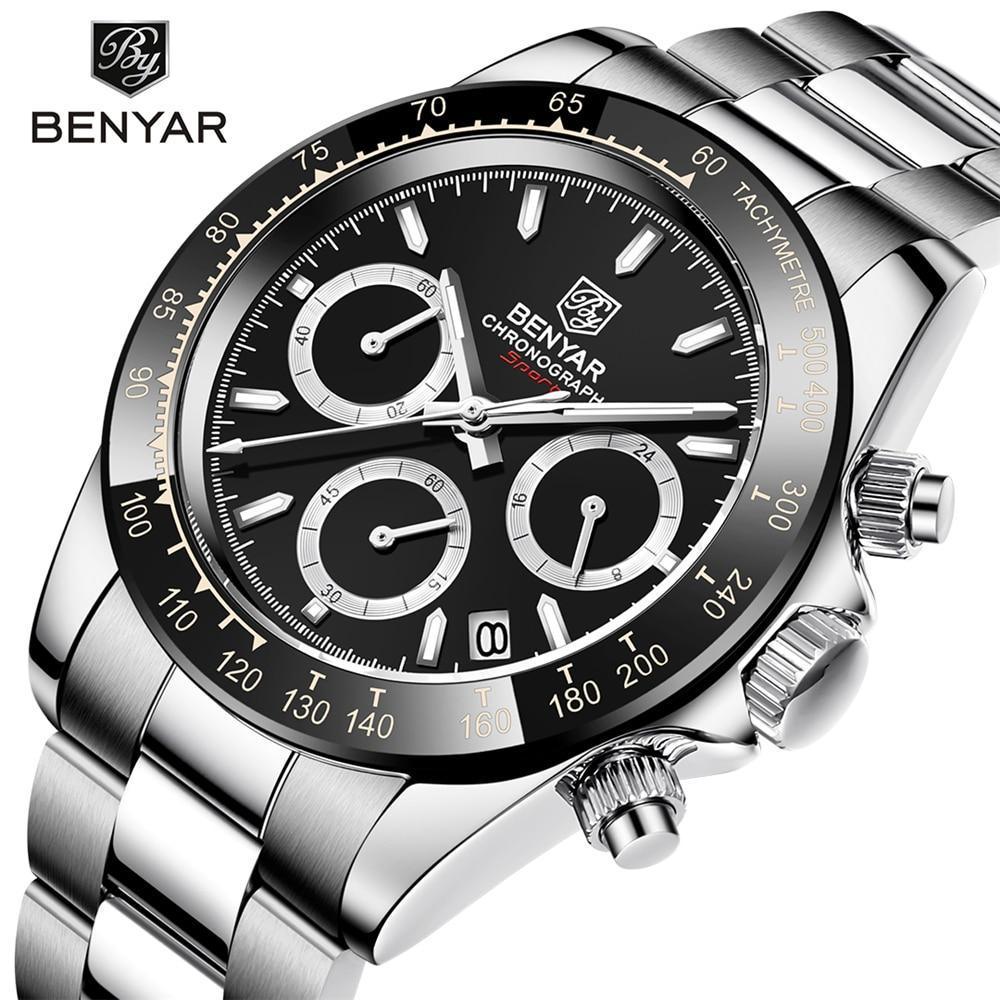 Luxury Men Watches Scratch Resistant Full Stainless Steel Strap Waterproof Sport Quartz Watch Men Fashion Date Clock Chronograph Stevvex