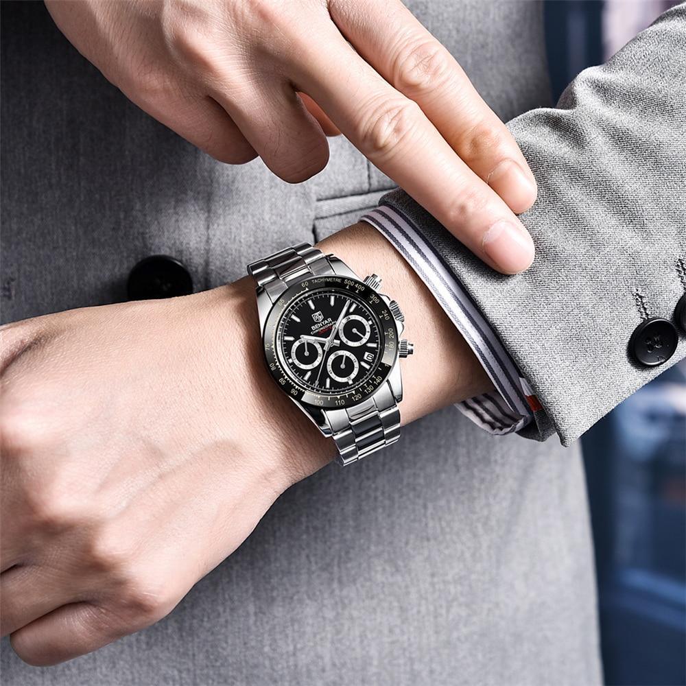Luxury Men Watches Scratch Resistant Full Stainless Steel Strap Waterproof Sport Quartz Watch Men Fashion Date Clock Chronograph Stevvex