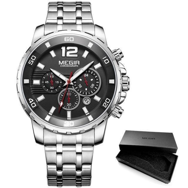 Luxury Men's Gold Business Watches Quartz Analogue Wristwatch Stainless Steel Waterproof Luminous Watch Stevvex