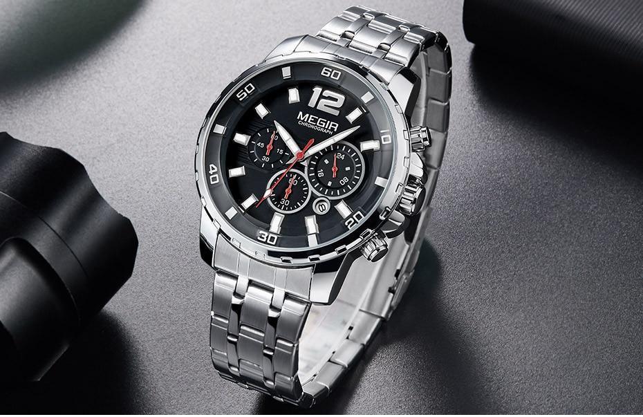 Luxury Men's Gold Business Watches Quartz Analogue Wristwatch Stainless Steel Waterproof Luminous Watch Stevvex