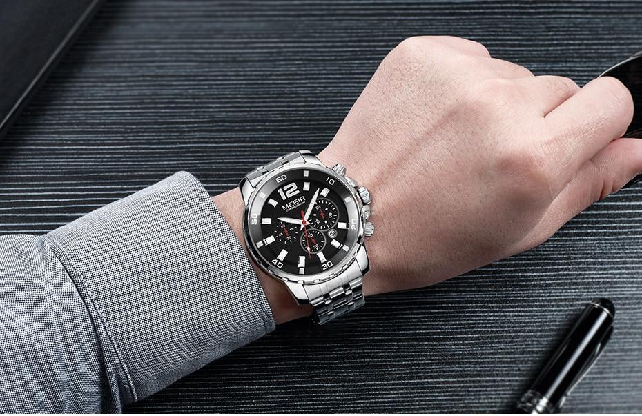 Luxury Men's Gold Business Watches Quartz Analogue Wristwatch Stainless Steel Waterproof Luminous Watch Stevvex