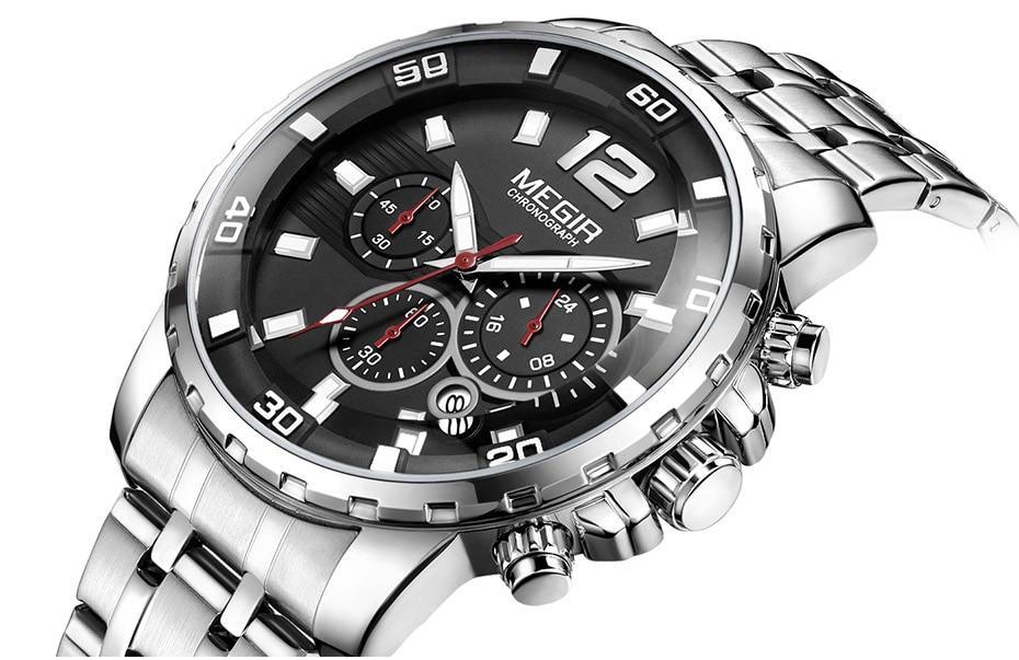 Luxury Men's Gold Business Watches Quartz Analogue Wristwatch Stainless Steel Waterproof Luminous Watch Stevvex