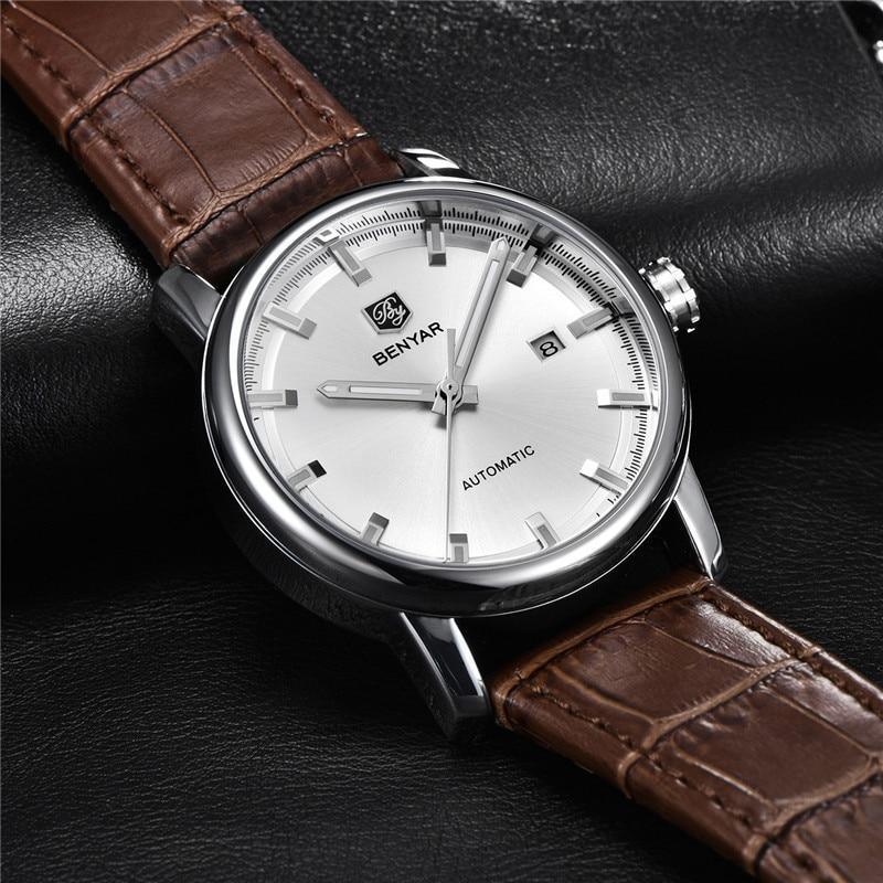 Classic New Sport Watch Top Luxury Automatic Mechanical Male Watches Water Resistent Genuine Leather Casual Men Wristwatch Stevvex