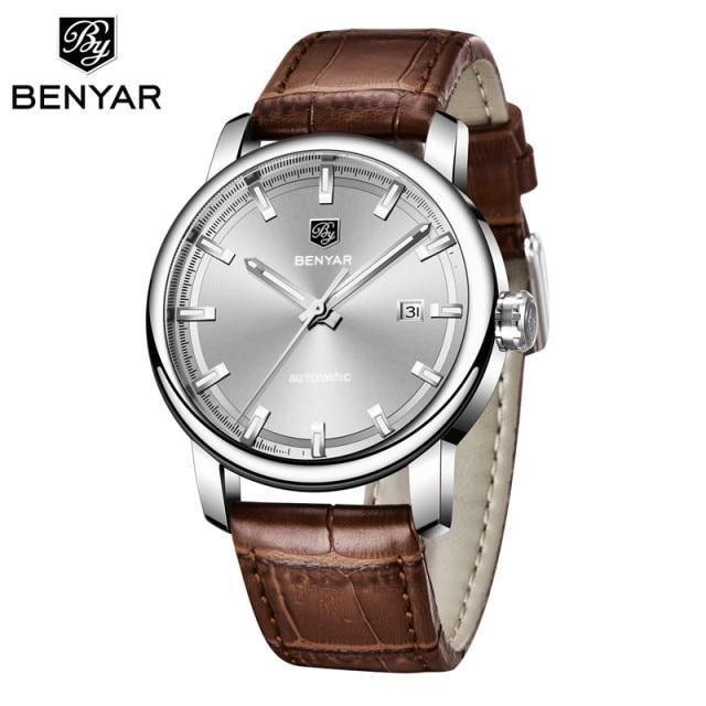 Classic New Sport Watch Top Luxury Automatic Mechanical Male Watches Water Resistent Genuine Leather Casual Men Wristwatch Stevvex