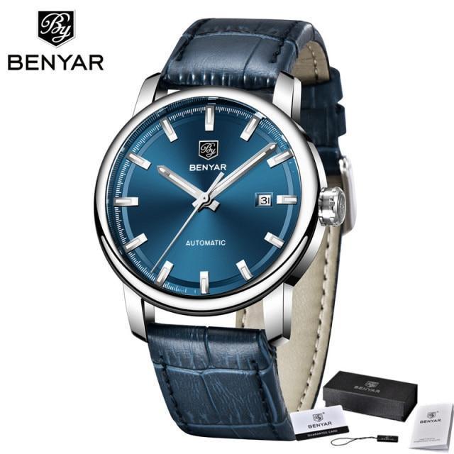 Classic New Sport Watch Top Luxury Automatic Mechanical Male Watches Water Resistent Genuine Leather Casual Men Wristwatch Stevvex