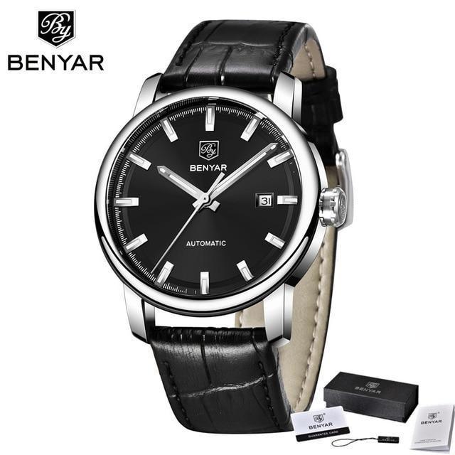 Classic New Sport Watch Top Luxury Automatic Mechanical Male Watches Water Resistent Genuine Leather Casual Men Wristwatch Stevvex
