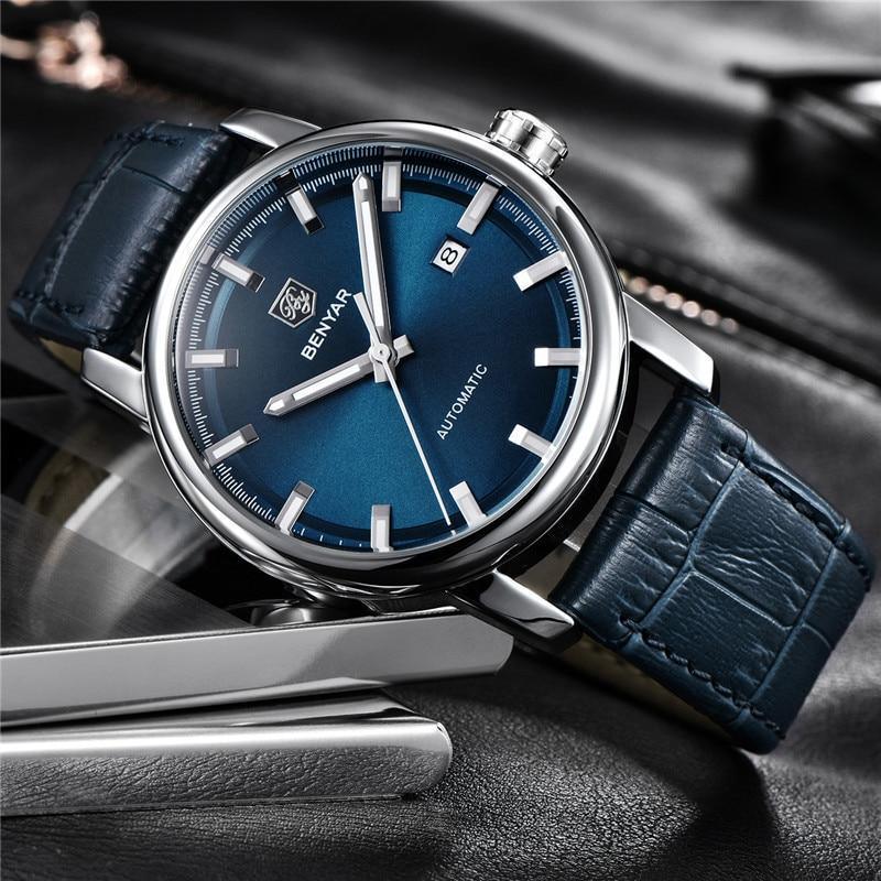 Classic New Sport Watch Top Luxury Automatic Mechanical Male Watches Water Resistent Genuine Leather Casual Men Wristwatch Stevvex
