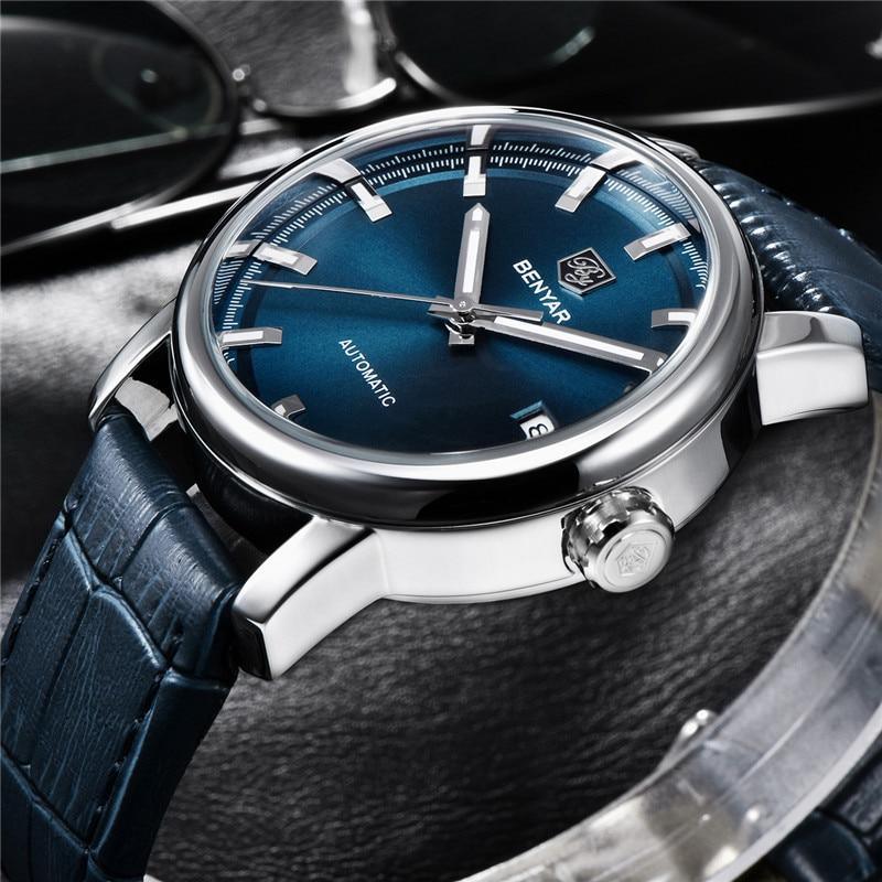 Classic New Sport Watch Top Luxury Automatic Mechanical Male Watches Water Resistent Genuine Leather Casual Men Wristwatch Stevvex