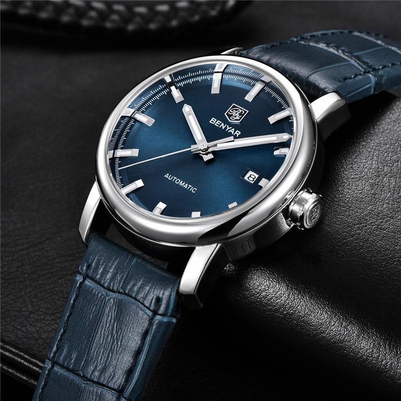Classic New Sport Watch Top Luxury Automatic Mechanical Male Watches Water Resistent Genuine Leather Casual Men Wristwatch Stevvex