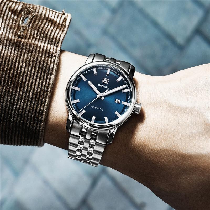 Classic New Sport Watch Top Luxury Automatic Mechanical Male Watches Water Resistent Genuine Leather Casual Men Wristwatch Stevvex