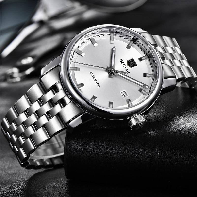 Classic New Sport Watch Top Luxury Automatic Mechanical Male Watches Water Resistent Genuine Leather Casual Men Wristwatch Stevvex