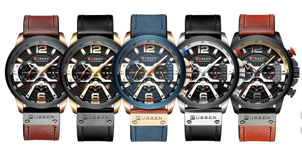 Men's Sports Waterproof Watch With Leather Belts, Chronometers And Large Numbers Details Luxury Watches Unique Design Excellent Gift Stevvex